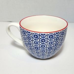 Blue Floral Geometric Patterned Cup Mug Like New
